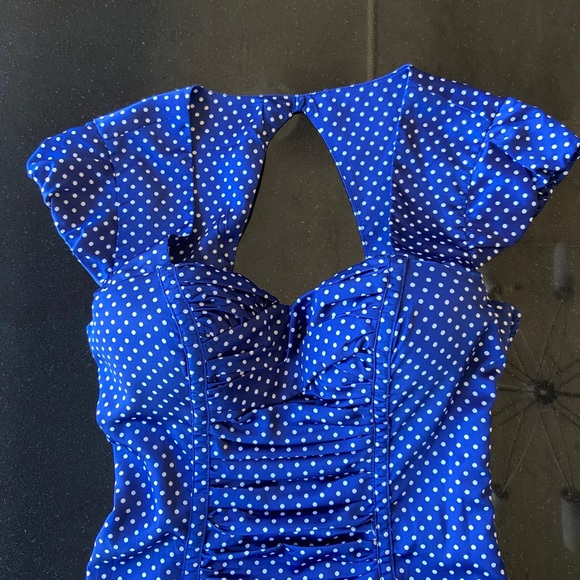 GUESS Mary Stella Polka Dot Blue & White Dress - Picture 6 of 7